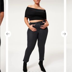 GOOD AMERICAN Black Good Curve Straight Leg Jeans Size 14